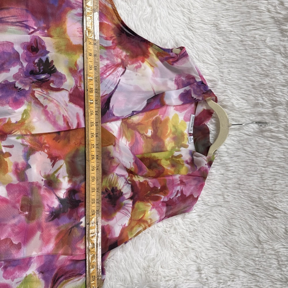 Susan Graver 3X Sheer Floral Kimono Open Front Sleeveless Boho Watercolor - Picture 8 of 10